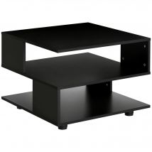 HOMCOM Beistelltisch mit 3 Regalen, Couchtisch mit verstellbaren Füßen, Nachttisch, Sofatisch für Wohnzimmer, Schlafzimmer, Schwarz, 60 x 60 x 45 cm   Aosom