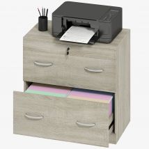 Vinsetto Büro-Aktenschrank mit 2 Schubladen Büro-Aktenschrank mit Führungen für Hängemappen für A4 Schloss und 2 Schlüssel für Studie Wohnzimmer 74x42x72 cm Natur   Aosom