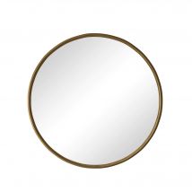 Miroir mural rond avec cadre en métal, pour mur, salle de bain, salon, chambre, coiffeuse, couloir, 80x2x80 cm, Bronze