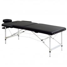 HOMCOM Massageliege, 2 Zonen klappbarer Massagetisch mit Kunstleder-Bezug, Kopfstütze, Armlehnen, Tasche, höhenverstellbare Massagebank 90cm Breit bis 225 kg belastbar, Schwarz   Aosom