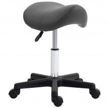 HOMCOM Rollhocker Höhenverstellbarer Drehhocker Arbeitshocker mit Rädern Drehbarer Salonstuhl Sitzhocker Salon Hocker Kunstleder Grau 48 x 47 x 45-59 cm   Aosom