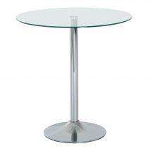 HOMCOM Esstisch, Runder Küchentisch mit Tischplatte aus Glas, Moderner Kaffeetisch Bartisch mit Metallgestell, Esszimmertisch für 2 Personen, Ø70 x 74,5 cm, Transparent   Aosom