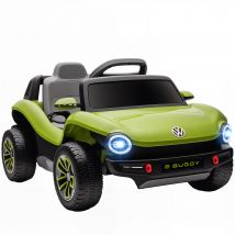 AIYAPLAY Elektroauto für Kinder ab 3 Jahren, Volkswagen E-Buggy, 12V Batteriebetriebenes Auto, mit 2,4 GHz Fernbedienung, Federungsrädern, LED-Scheinwerfern, Musik, USB, Doppelmotor, Grün   Aosom