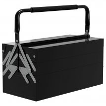 DURHAND Metall Werkzeugkasten, Werkzeugkasten aus Stahl mit 5 Tabletten und Griff, für Werkstatt, Garage, 45x20x34,5 cm, Schwarz   Aosom