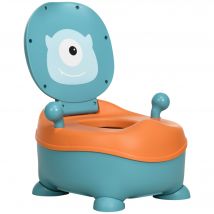 ZONEKIZ Kinder-Toilette in Alienform, WC für Kinder ab 6 Monaten mit ergonomischem Sitz und Deckel-Rückenlehne, herausnehmbarer Behälter, Blau und Orange   Aosom