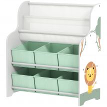 AIYAPLAY Étagère pour Enfants pour Jouets avec 6 Boîtes Amovibles en Tissu non Tissé et 2 Étagères pour Crèche 63x30x71 cm Vert