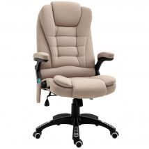 Vinsetto Bürostuhl mit Vibrationsmassage, Ergonomisch Schreibtischstuhl mit Heiz-, Liegefunktion, Höhenverstellbar Chefsessel mit Fernbedienung, Seitentasche, Leinenoptik, Braun   Aosom