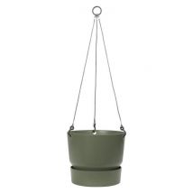 ELHO Pot de fleurs a suspendre Greenville - Ø 23,9 x H 20,3 cm - Extérieur - Vert feuille