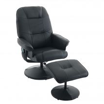 Relaxsessel mit Hocker Massagesessel PU Stoff Heizung Liegefunktion 360° Drehung Schwarz 75x795x107 cm Relax Fernsehsessel   Aosom.de