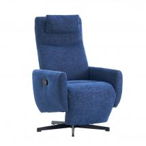 Fauteuil relax confortable avec fonction d'inclinaison, avec socle pivotant et dossier réglable, 67x80,5x110 cm, Bleu