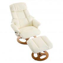 Fauteuil relax confortable avec fonction massage et chaleur, pivotant à 360°, dossier réglable et repose-pieds, tissu PU, 81x83,5x111 cm, Blanc