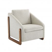 Loungesessel, Chenille Minimalistischer Sessel Bequem mit Holzarmlehnen Rückenkissen für Wohnzimmer, 73,5x73,5x73,5 cm, tot 110 kg, Beige   Aosom.de