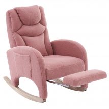 Fauteuil à bascule relax avec accoudoirs, rembourré et ergonomique, pour salon et chambre, 66x96-125,5x99 cm, Rose