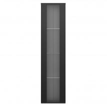 Multifunktionale Vitrine mit Glastrennwand, LED-Farbwechsellicht, 40x29x170 cm, Schwarz