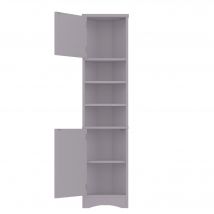 Dreieckiger Badezimmerschrank, Verstellbaren Einlegeböden und Doppeltüren, 37x24,5x170 cm, Grau