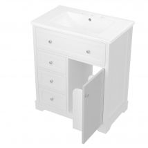 Badezimmer-Standschrank mit Waschbecken, 76x46x87 cm, Weiß