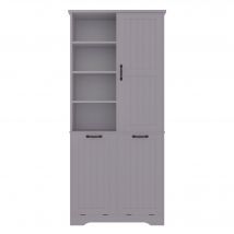 Armoire de salle de bain avec double panier à linge, étagères réglables, grand espace de rangement, 78x35x172,7 cm, Gris