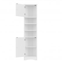 Armoire de salle de bain triangulaire, étagères réglables et portes doubles, 37x24,5x170 cm, Blanc