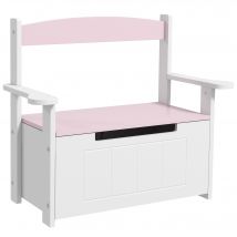 AIYAPLAY Kinder-Sitztruhe mit Stauraum & Soft‑Close, Rückenlehne, 68,5×34×58 cm, Rosa/Weiß   Aosom