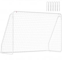 HOMCOM Cage de foot but football cadre métal maille du filet assemblage démontage facile idéale pour école parc jardin cour blanc