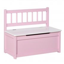 HOMCOM 2-in-1 Spielzeugtruhe für Kinder, klappbarer Deckel mit Sicherheitscharniere, Aufbewahrungsbank mit Rückenlehne, für Wohnzimmer, Flur, 60 x 30 x 50 cm, rosa   Aosom