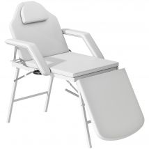 HOMCOM Mobile Massageliege 3 Zonen Klappbar Massagetisch Höhenverstellbar 82 cm Breit Massagebank mit Kopfstütze, Armlehne, Stahlfüßen Massagebett Kosmetikliege Weiß   Aosom