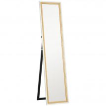 HOMCOM Ganzkörperspiegel 157 x 37 cm   Stand‑ & Wandspiegel mit Holzoptik‑Rahmen, neigbar, weiß   Aosom