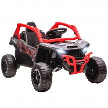 AIYAPLAY Elektrisches Kinderauto 12V, Kawasaki Teryx KRX 1000, UTV mit 2 Motoren, 2,4G-Fernbedienung, Hinterradfederung, Scheinwerfer, USB, für Kinder ab 3 Jahren, Rot   Aosom