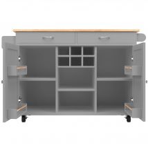 Îlot de cuisine moderne, table à manger multifonctionnelle avec espace de rangement, 102x45x92 cm, Gris