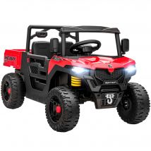 AIYAPLAY Elektrisches Kinder-UTV 12V Geländewagen für Kinder mit Kofferraum, 2 Motoren, 3-Punkt-Gurt, Fernbedienung, Federung, USB, Musik, Lichter, 1,8-3,7 km/h, 3-8 Jahre, Rot   Aosom