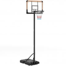 SPORTNOW Basketballkorb Outdoor mit Ständer, 182-213 cm höhenverstellbar Basketballständer mit Rollen, Basketballanlage Standfuß, für Indoor, Outdoor, Stahl, Schwarz   Aosom