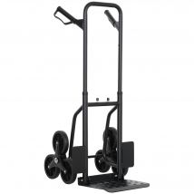 DURHAND Treppenkarre faltbar 120 kg 6 Räder, robuste Stahl-Sackkarre mit Teleskopgriffen, Transportkarre für Lager, Flughafen, sperrige & schwere Gegenstände, schwarz   Aosom