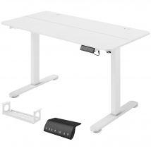 Vinsetto höhenverstellbarer elektrischer schreibtisch 140x70cm, Computertisch mit 4 Memory Ergonomisch Sitz Stehpult Haken Anti-Kollision Weiß   Aosom