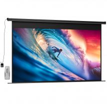 HOMCOM Beamer-Leinwand Elektrisch 266 x 149 cm 16:9 Projektionsleinwand mit Fernbedienung, Filmleinwand für Heimkino, Präsentation, Metall, Schwarz   Aosom