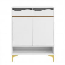 Meuble à chaussures avec éclairage LED, meuble d'entrée avec tiroirs et étagères, 80x35x105 cm, Blanc