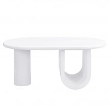Table basse ovale à pieds en U, 98,5x53,5x42 cm, Blanc
