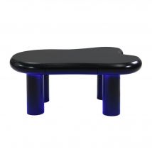 Table basse en forme de nuage, en MDF avec éclairage LED et tiroir, 98x65,5x40 cm, Noir