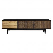 TV Schrank, mit 2 Türen und 3 Schubladen, Soft-Close Funktion, einzigartigem Wellenmuster Türpaneele, Naturfarbe, 180x38x50 cm   Aosom.de