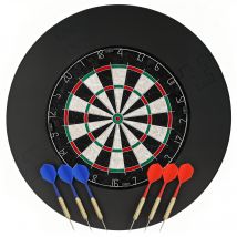 SPORTNOW Dartscheibe mit 6 Dartpfeile, Flights, Dart Surround, Stahlspitze, Ø45,5 cm Sisal Dartboard Steeldart Set Steeldartscheibe Dartboard Set für Erwachsene   Aosom
