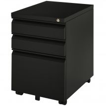 Vinsetto Rollcontainer Büroschrank mit 3 Schubladen und Rädern, konkaver Griff, aus Stahl, Schwarz für Büro & Home Office   Aosom.de