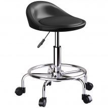 HOMCOM Rollhocker höhenverstellbar mit Rückenlehne Drehhocker 59-75 cm Arbeitshocker 360° drehbar Hocker Bürohocker für Büro Salon Massage Spa Schwarz   Aosom
