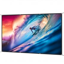 HOMCOM Toile de Projection Manuelle 305 cm Format 16:9 HD 4K/8K pour Intérieur et Extérieur Blanc