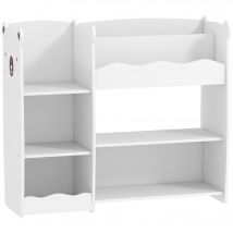 AIYAPLAY Kinder-Spielzeugregal mit offenen Regalen, Fächern, Bärendesign, Spielzeug-Organizer für Schlafzimmer, Spielzimmer, Kindergarten, Weiß   Aosom