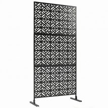 Outsunny Dekorativer Sichtschutz-Paneel Außen Claustra Dekorativ Garten 3 Paneele mit geometrischem Muster Außensichtschutz mit Metallgestell 92 x 40 x 192 cm, Schwarz   Aosom