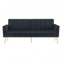Canapé‑lit pliable moderne avec dossier et accoudoirs réglables, 183x76x75 cm, Noir