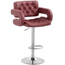 HOMCOM Barhocker mit höhenverstellbarer Sitzhöhe, hoher Küchenhocker aus PU mit Rückenlehne, Fußstütze, Armlehnen und weichem Sitz, Stahlgestell, 360° drehbar, für Theke, Weinrot   Aosom
