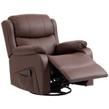HOMCOM Fauteuil Relax Inclinable avec 8 Points Massants, Chauffants et Repose-pieds, 87x97X100 cm, Marron