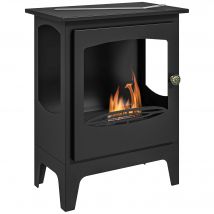 HOMCOM Cheminée à l'éthanol sur pieds style contemporain avec réservoir 1,2Lenviron couverture 25 m² 39 x 26 x 54 cm noir
