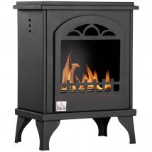 HOMCOM Cheminée bioéthanol sur pieds avec réservoir 1,2 L, environ 3 h de durée de combustion couverture 25 m² 41 x 25 x 54 cm
