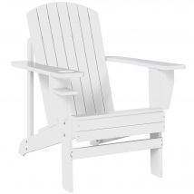 Outsunny Adirondack Gartenstuhl mit Becherhalter Gartenliege Balkonstuhl Tannenholz Weiß 97 x 72,5 x 93 cm   Aosom